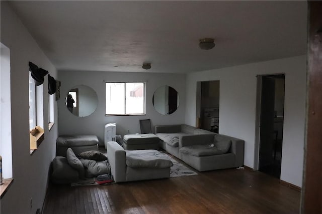 living room featuring dark hardwood / wood-style floors