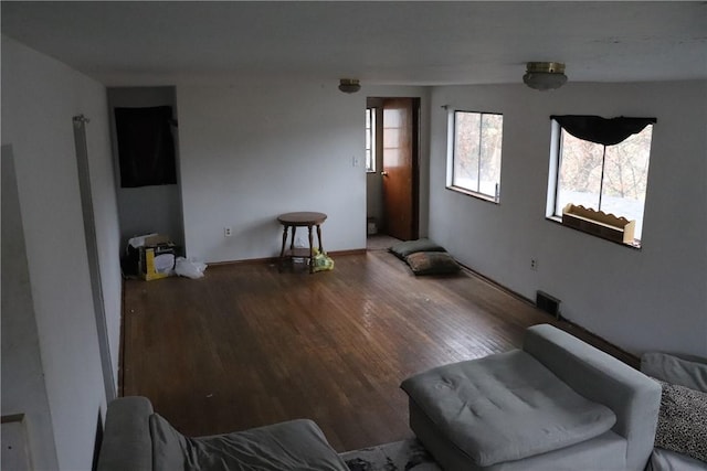 living room with hardwood / wood-style flooring