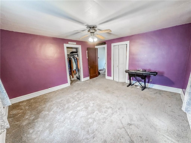 bedroom with carpet flooring and ceiling fan