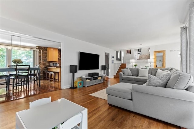 living room with hardwood / wood-style flooring