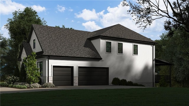 view of front of home with a garage and a front yard