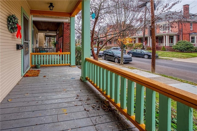 deck with covered porch