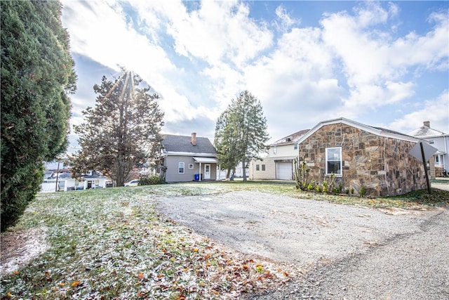 view of front of property with a garage