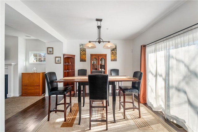 dining area featuring a healthy amount of sunlight and wood-type flooring