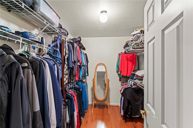 walk in closet featuring wood-type flooring