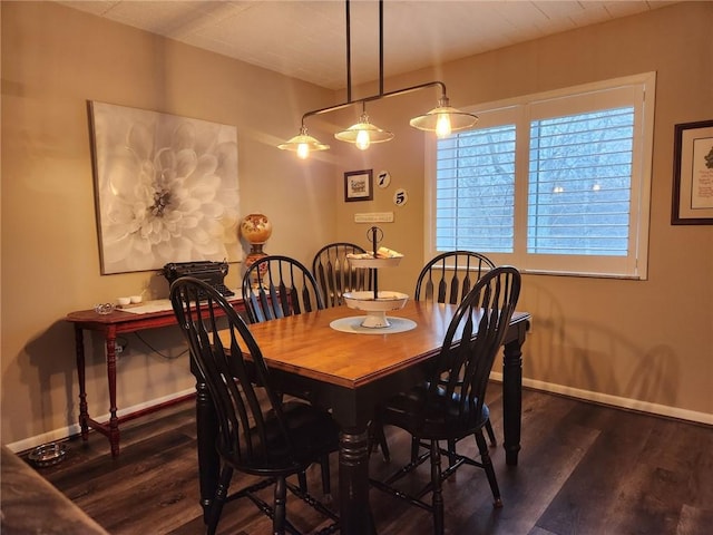 dining room with dark hardwood / wood-style flooring