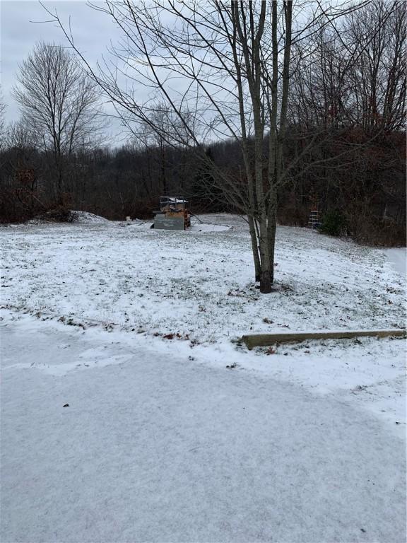 view of yard layered in snow