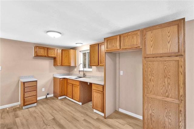 kitchen with light wood-type flooring and sink