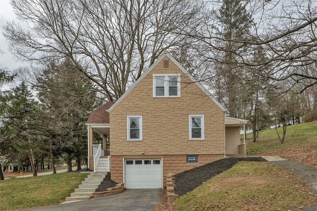 view of property exterior featuring a garage