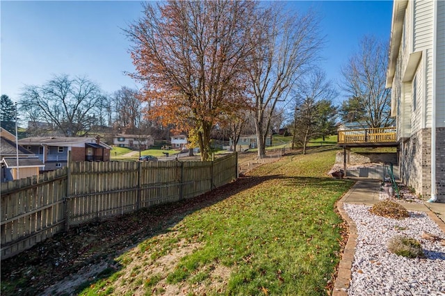 view of yard with a deck