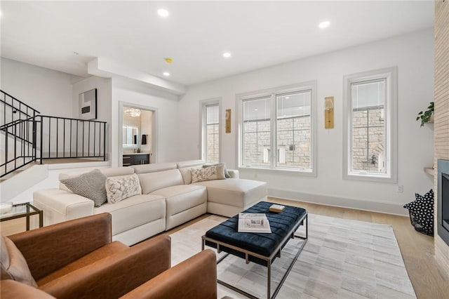 living room featuring light hardwood / wood-style flooring