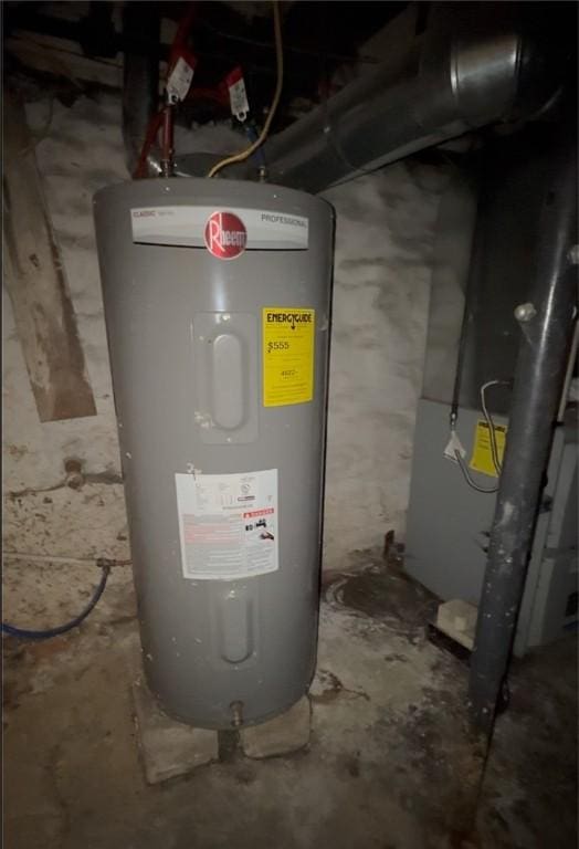 utility room with electric water heater