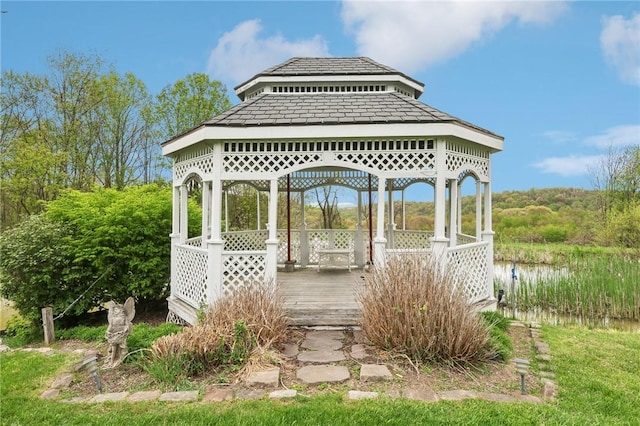 wooden deck with a gazebo