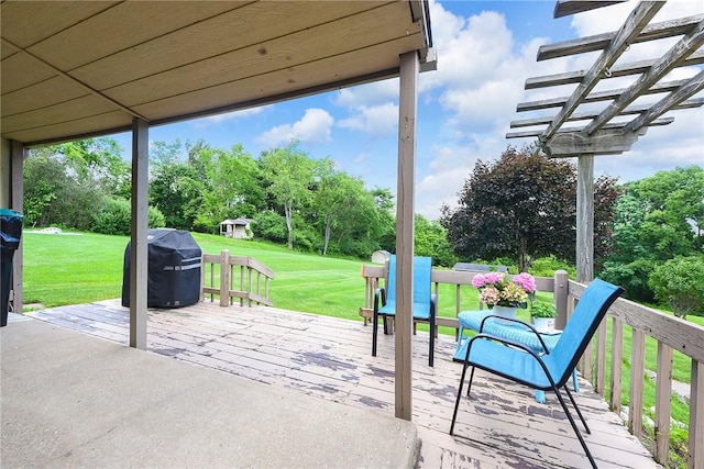 view of patio / terrace featuring a grill and a pergola