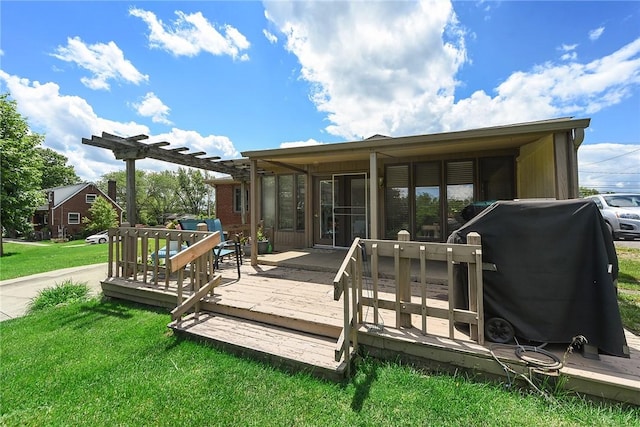 exterior space with a lawn and grilling area