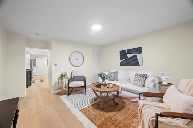 living room featuring light wood-type flooring