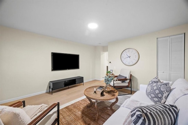 living room with light hardwood / wood-style floors