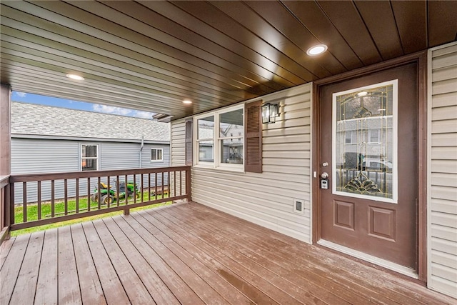 deck featuring covered porch