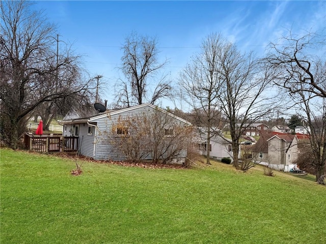 view of yard with a deck