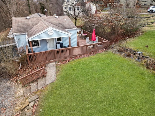 view of yard with a deck