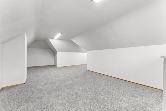 additional living space with carpet floors and vaulted ceiling