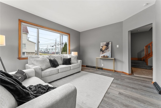 living room with wood-type flooring