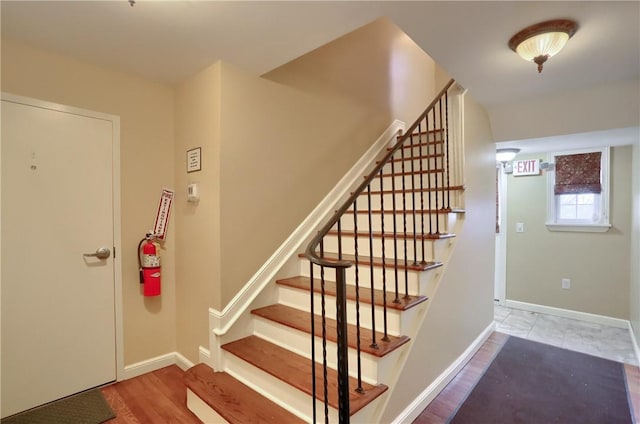 foyer with hardwood / wood-style flooring