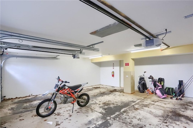 garage with a garage door opener