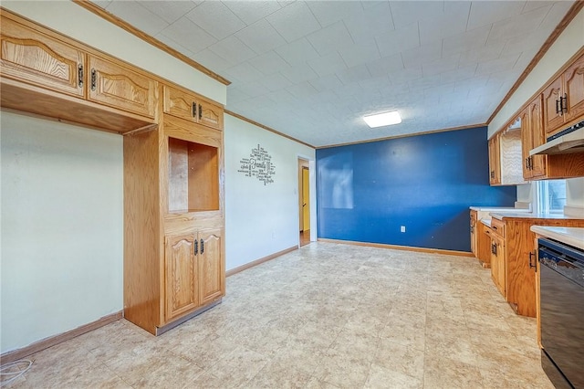 kitchen with dishwasher and ornamental molding