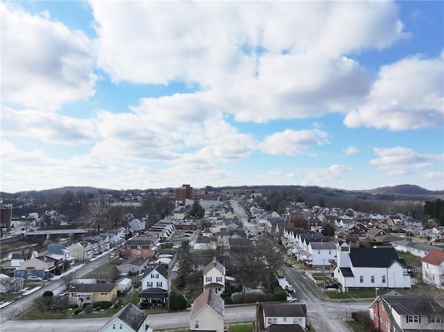 aerial view with a mountain view