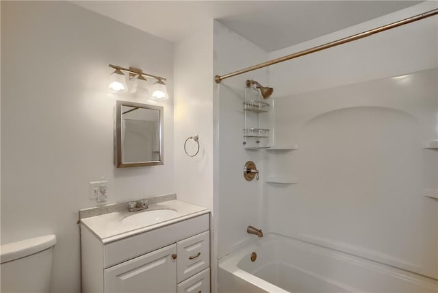 full bathroom featuring vanity, toilet, and tub / shower combination