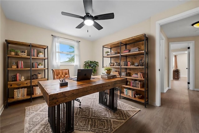 727 Scenery Dr, Elizabeth Twp/Boro, PA 15037 - home office with ceiling fan and wood finished floors