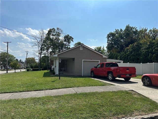 view of property exterior with a lawn