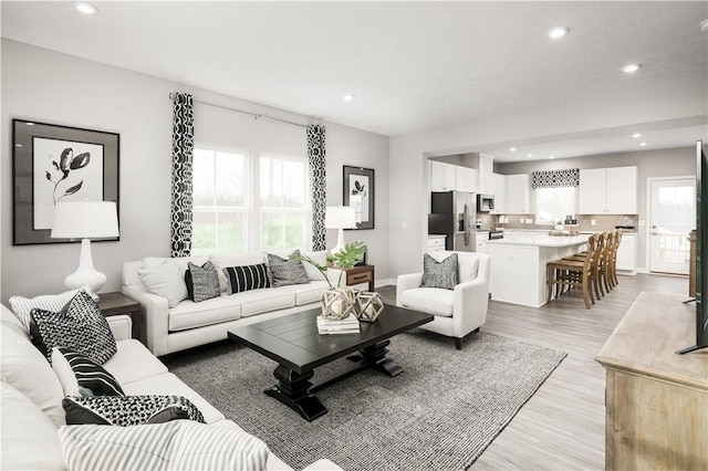 living room featuring light hardwood / wood-style flooring