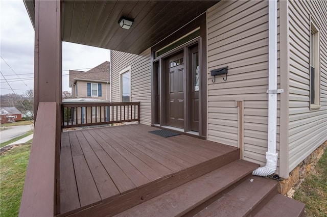 deck featuring covered porch