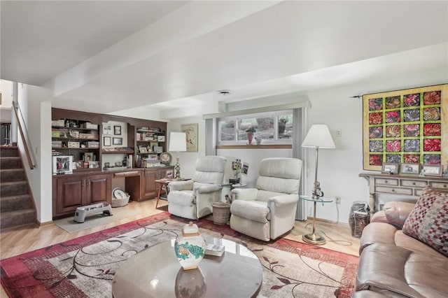 living room featuring light hardwood / wood-style floors