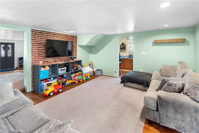 living room with hardwood / wood-style flooring