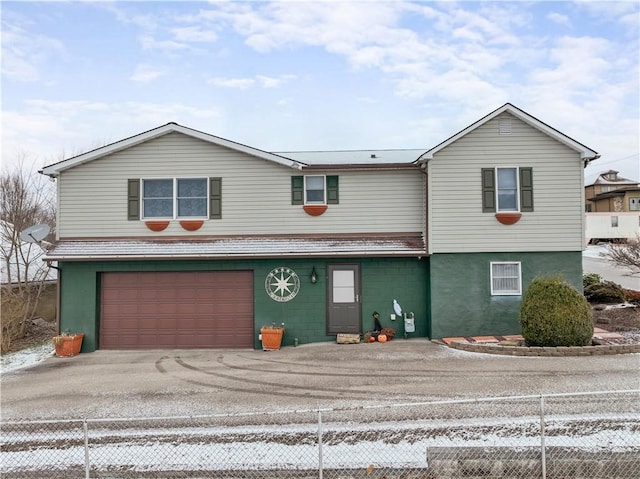 view of front property with a garage