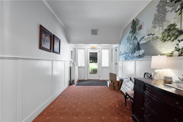 hall with crown molding