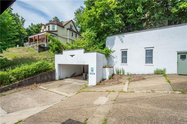 exterior space featuring a garage