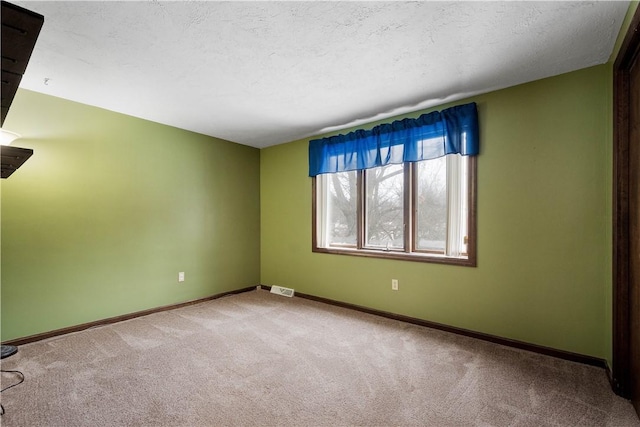 empty room featuring light colored carpet and a textured ceiling