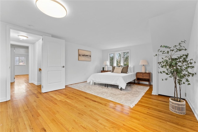 bedroom featuring light wood-type flooring