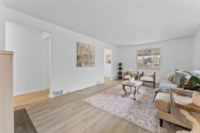 living room featuring light hardwood / wood-style floors