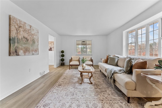 living room featuring light hardwood / wood-style flooring