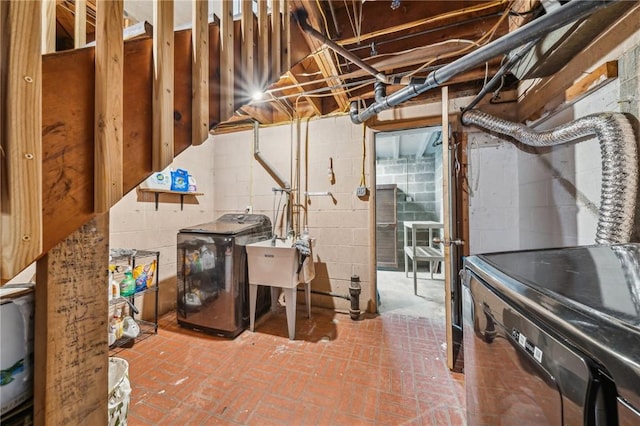 basement with sink