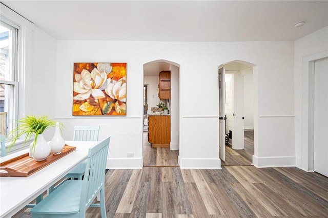 dining area featuring hardwood / wood-style flooring