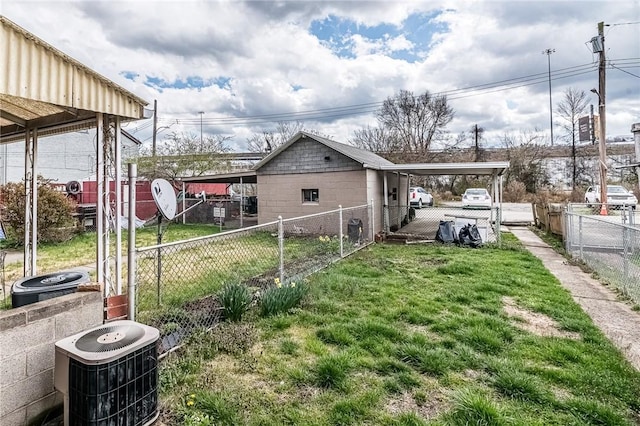 view of yard featuring central AC