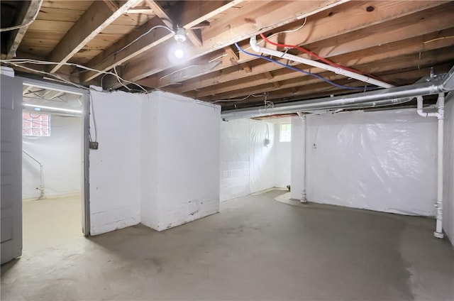 basement with a healthy amount of sunlight