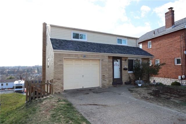 view of front of property featuring a garage