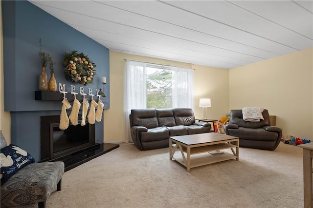 living room featuring carpet flooring